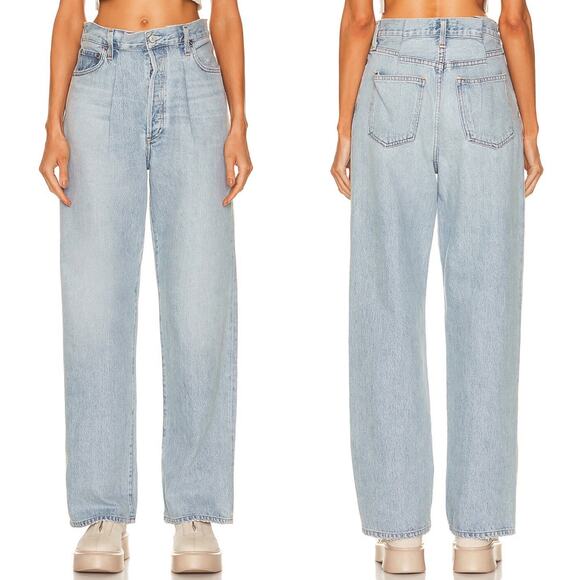 AGOLDE Dax Upsize Jeans Women’s Size 25 Light Wash High Rise Organic Cotton USA - Picture 1 of 7